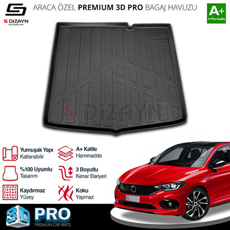 S-Dizayn Fiat Egea HB 3D Pro Bagaj Havuzu 2016 Üzeri A+ Kalite