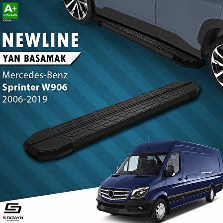 S-Dizayn Mercedes Sprinter W906 Kısa Şase NewLine Siyah Yan Basamak 263 Cm 2006-2019 A+ Kalite