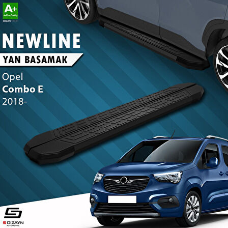 S-Dizayn Opel Combo E Uzun Şase NewLine Siyah Yan Basamak 213 Cm 2018 Üzeri A+ Kalite