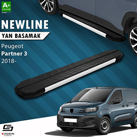 S-Dizayn Peugeot Partner 3 Uzun Şase NewLine Aluminyum Yan Basamak 213 Cm 2018 Üzeri A+ Kalite
