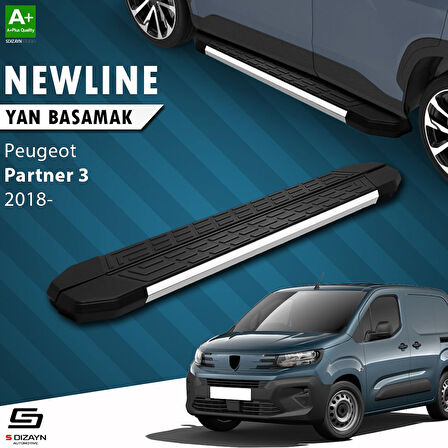S-Dizayn Peugeot Partner 3 Uzun Şase NewLine Krom Yan Basamak 213 Cm 2018 Üzeri A+ Kalite