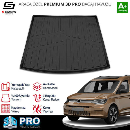 S-Dizayn VW Caddy 3D Pro Bagaj Havuzu 2020 Üzeri A+ Kalite