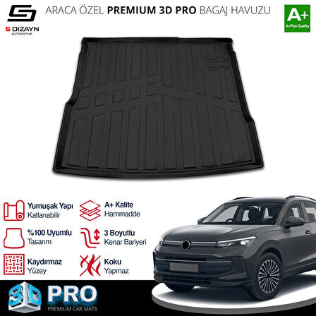 S-Dizayn VW Tiguan 3D Pro Bagaj Havuzu 2024 Üzeri A+ Kalite