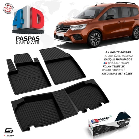 S-Dizayn Renault Kangoo 4D Havuzlu Paspas 2024 Üzeri A+ Kalite