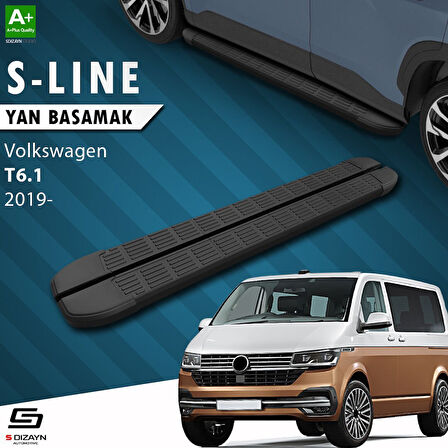S-Dizayn VW Transporter T6.1 Uzun Şase S-Line Siyah Yan Basamak 253 Cm 2019-2025 A+ Kalite