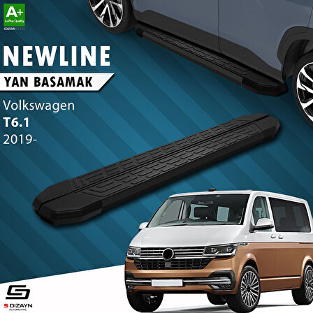 S-Dizayn VW Transporter T6.1 Kısa Şase NewLine Siyah Yan Basamak 213 Cm 2019-2025 A+ Kalite