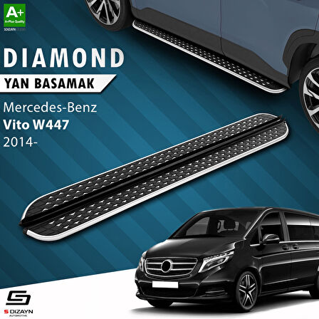 S-Dizayn Mercedes Vito W447 Uzun Şase Diamond Krom Yan Basamak 253 Cm 2014 Üzeri A+ Kalite
