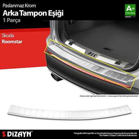 S-Dizayn Skoda Roomstar Krom Arka Tampon Eşiği 2006-2016 A+ Kalite