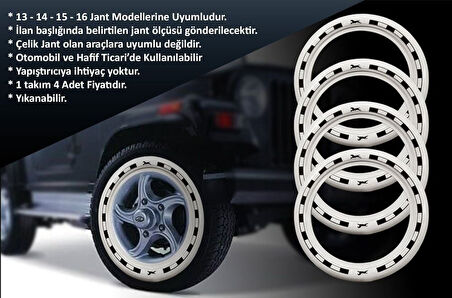 Hyundai Uyumlu 15 Jant At Desenli Lastik Yanağı Beyaz Renk 1 Takım 4 Adet