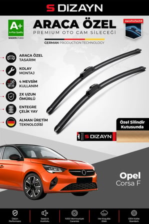 S-Dizayn Opel Corsa F Ön Cam Silecek Seti 2019 Üzeri Premium Araca Özel 60-40 Cm  A+ Kalite