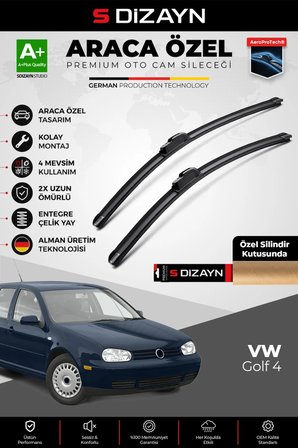 S-Dizayn VW Golf 4 Ön Cam Silecek Seti 1998-2002 Premium Araca Özel 53-48 Cm  A+ Kalite