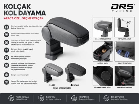 Skoda Octavia 2004 - 2013 / Yeti 2010 - 2017 Kolçak Kol Dayama Siyah