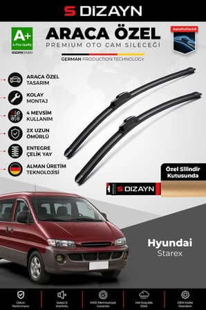 S-Dizayn Hyundai Starex Ön Cam Silecek Seti 1998-2007 Premium Araca Özel 65-50 Cm  A+ Kalite