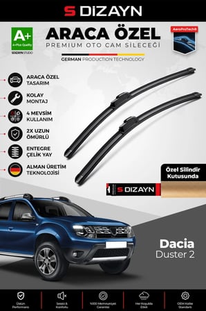 S-Dizayn Dacia Duster Ön Cam Silecek Seti 2018-2023 Premium Araca Özel 55-48 Cm  A+ Kalite