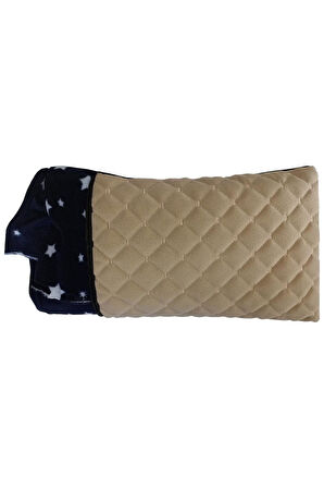 Oto Boyun Bel Destek Yastığı Polarlı Örtü Bej Nakışlı Bej Yastık