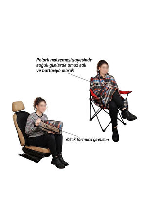 Oto Boyun Bel Destek Yastığı Polarlı Örtü Bej Nakışlı Bej Yastık