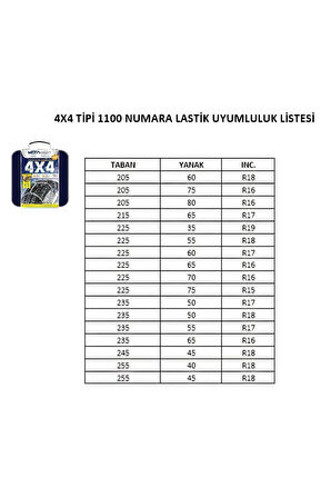 Kar Zinciri 4x4 Tipi 1100 Numara
