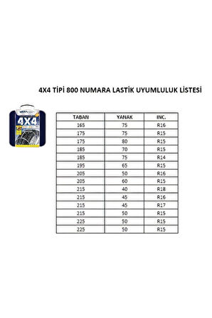 Kar Zinciri 4x4 Tipi 800 Numara