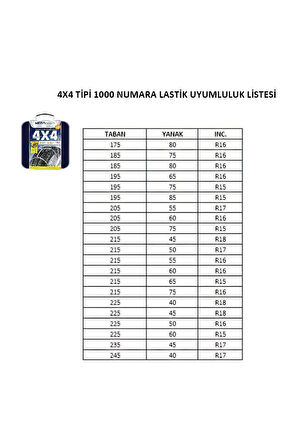 Kar Zinciri 4x4 Tipi 1000 Numara