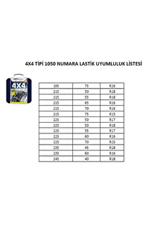 Kar Zinciri 4x4 Tipi 1050 Numara Uyumlu