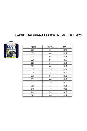 Kar Zinciri 4x4 Tipi 1200 Numara