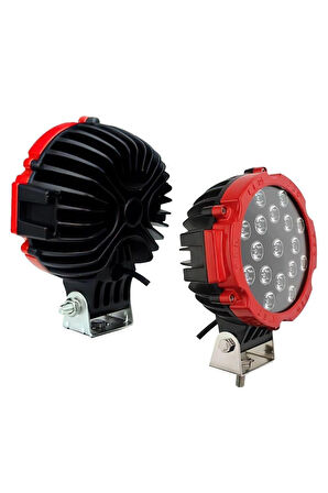 Off Road Sis Lambası Kırmızı 16 Cm Yuvarlak 17 Led 2 Adet
