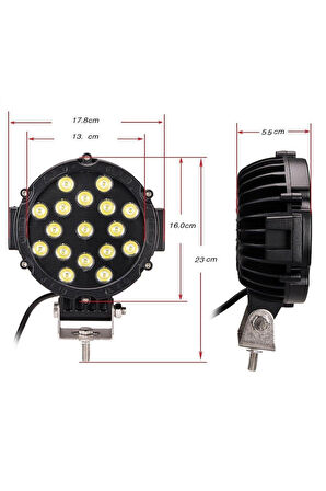 Off Road Sis Lambası Kırmızı 16 Cm Yuvarlak 17 Led 2 Adet