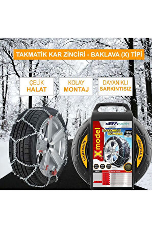 Kar Lastik Zinciri 185/55r15 Binek Suv X Tipi Takmatik Kolay Montaj