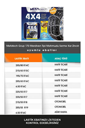 Kar Zinciri 205-55-r19 Merdiven Tipi Mahmuzlu Serme Suv