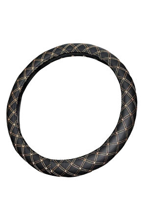 Direksiyon Kılıfı Siyah 45 Cm Geçmeli Bej Nakış Tır Kamyon Midibüs