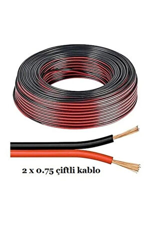 Çiftli Kablo Tesisat Hoparlör Kablosu 2 X 0.75 Elektrik Kablosu 5 Metre Fiyatıdır