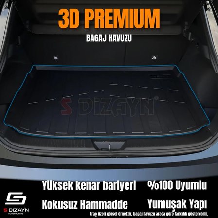 S-Dizayn Mercedes C180 W204 3D Pro Plastik Setli Bagaj Havuzu 2007-2014 A+ Kalite