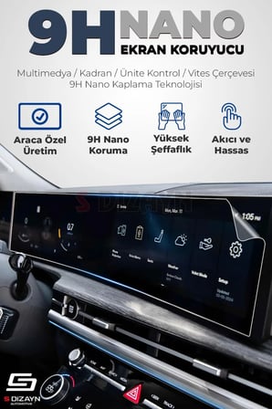 S-Dizayn Renault Clio 4 9H Nano Multimedya Ekran Koruyucu (PARLAK) 2016-2019 A+ Kalite