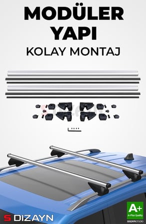 S-Dizayn Honda Civic SW S-Bar Atlas V1 Ara Atkı Tavan Taşıyıcı Barı Gri 110 Cm 1995-2001 A+ Kalite
