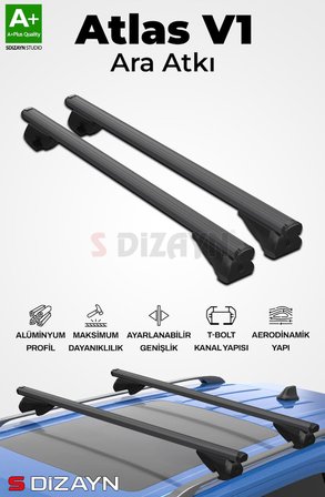 S-Dizayn Opel Astra G Estate S-Bar Atlas V1 Ara Atkı Tavan Taşıyıcı Barı Siyah 120 Cm 1998-2004 A+ Kalite