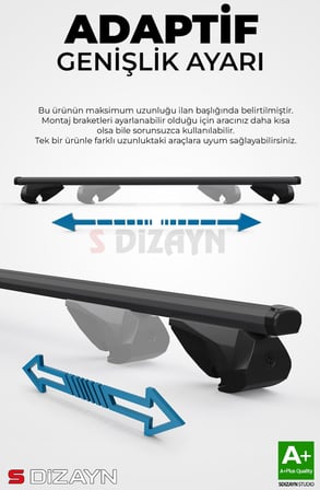 S-Dizayn Rover 75 Estate S-Bar Atlas V1 Ara Atkı Tavan Taşıyıcı Barı Siyah 120 Cm 1998-2005 A+ Kalite