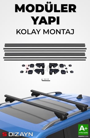S-Dizayn Volvo V70 Estate S-Bar Atlas V1 Ara Atkı Tavan Taşıyıcı Barı Siyah 130 Cm 2000-2007 A+ Kalite