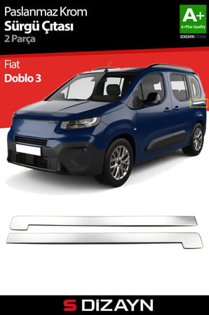 S-Dizayn Fiat Doblo 3 Krom Sürgülü Kapı Çıtası 2 Prç 2022 Üzeri A+ Kalite
