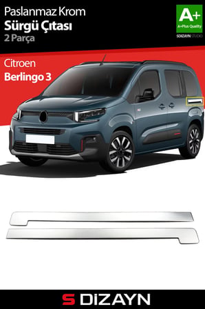 S-Dizayn Citroen Berlingo 3 Krom Sürgülü Kapı Çıtası 2 Prç 2019 Üzeri A+ Kalite
