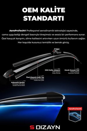 S-Dizayn Renault Megane 2 Ön Cam Silecek Seti 2002-2006 Premium Araca Özel 60-45 Cm  A+ Kalite