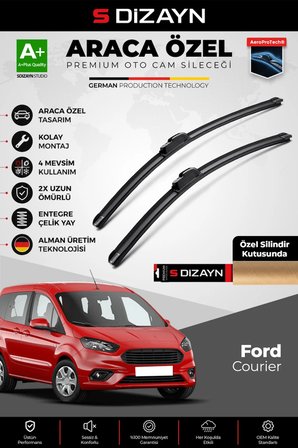 S-Dizayn Ford Courier Ön Cam Silecek Seti 2014-2023 Premium Araca Özel 70-40 Cm  A+ Kalite