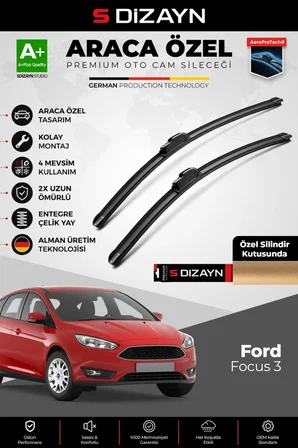 S-Dizayn Ford Focus 3 Ön Cam Silecek Seti 2011-2019 Premium Araca Özel 70-70 Cm  A+ Kalite