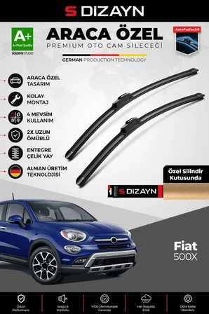 S-Dizayn Fiat 500X Ön Cam Silecek Seti 2014 Üzeri Premium Araca Özel 65-38 Cm  A+ Kalite