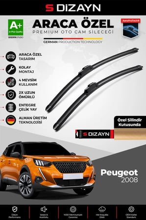 S-Dizayn Peugeot 2008 2 Ön Cam Silecek Seti 2019 Üzeri Premium Araca Özel 60-40 Cm  A+ Kalite