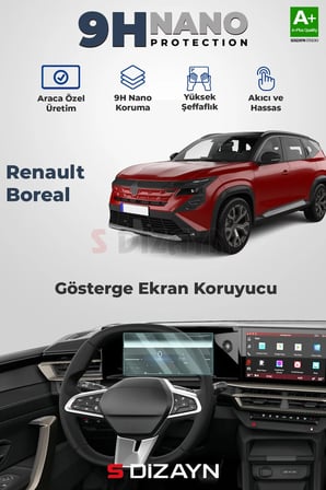 S-Dizayn Renault Boreal 9H Nano Gösterge Ekran Koruyucu (PARLAK) 2025 Üzeri A+ Kalite
