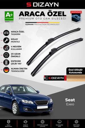 S-Dizayn Seat Exeo Ön Cam Silecek Seti 2008-2014 Premium Araca Özel 55-55 Cm  A+ Kalite