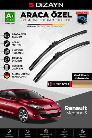 S-Dizayn Renault Megane 3 Ön Cam Silecek Seti 2009-2016 Premium Araca Özel 60-40 Cm  A+ Kalite