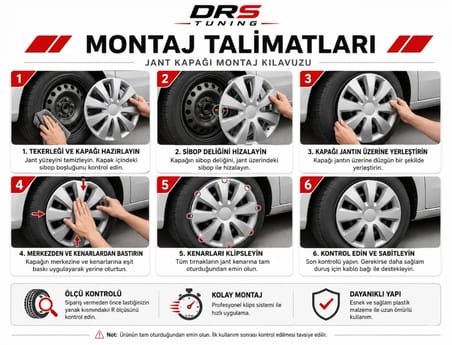 Dacia Uyumlu 14 Inç Kırılmaz Parlak Siyah Jant Kapağı 1 Takım 4 Adet No:214