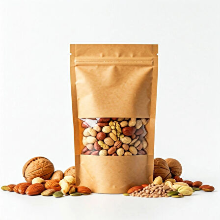 25x34 Pencereli Kraft Doypack