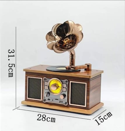 Everton Rt-623  Nostaljik Radyo - Büyük Boy - Gramafon Aksesuarlı - Bluetooth - Usb -Aux - Fm Radyo -Tf/Sd Kart Girişli